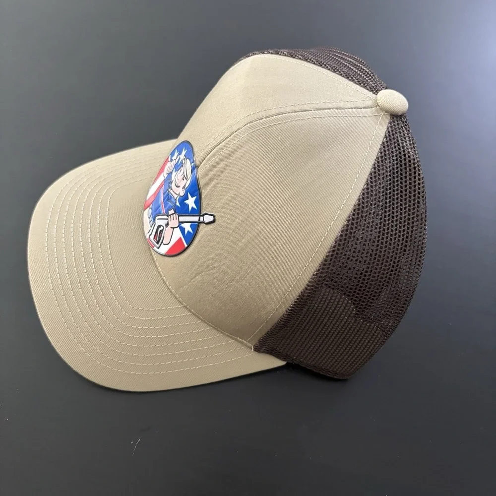 Patriotic Golfer Strapback Mesh Back Trucker Hat Pacific Headwear‎ Brown OSFM